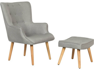 Stoel fauteuil stof Scandinavisch design "Odense" - 1 zits - Grijs lichtgrijs