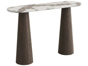 Houten consoletafel met keramisch blad "Zora" - 140 x 40 x 80 cm - Bruin