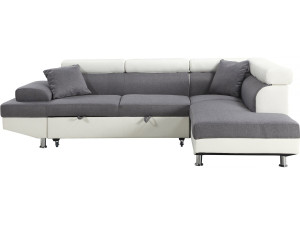 Verstelbaar hoekbank "Sophia luxe" - Wit / Grijs - 5 zitplaatsen - Rechter hoek