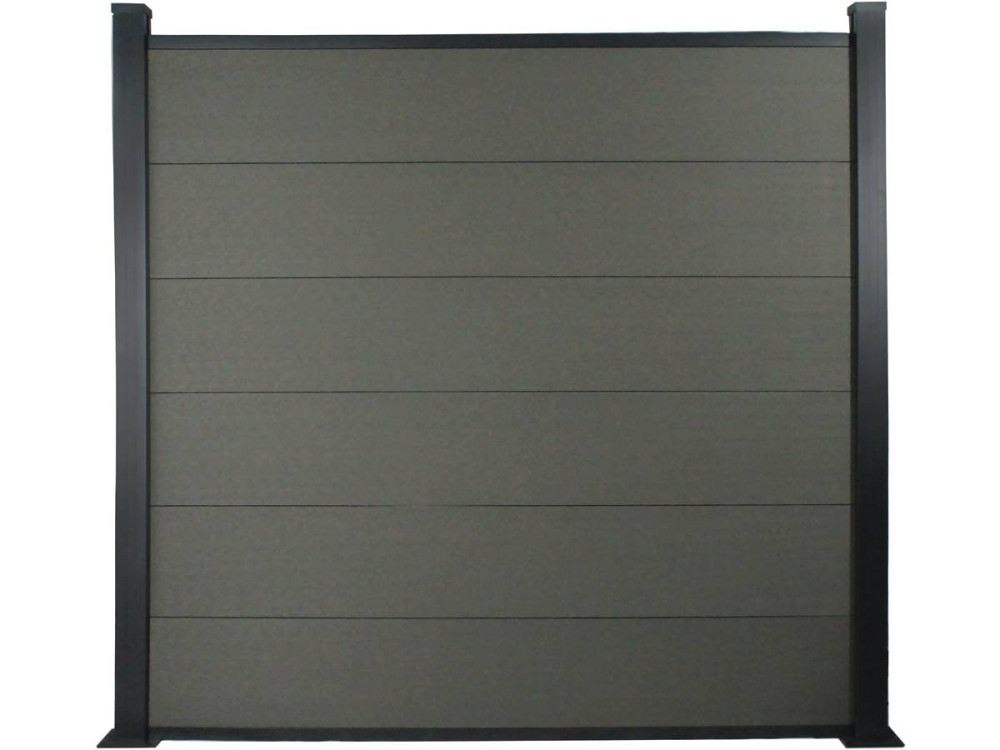 Kit Clôture de 8 x h 1.6 m composite et aluminium + profilés de finitions - Kit de fixation offert - Ardoise