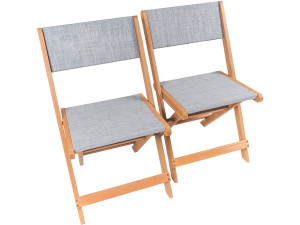 Tuinstoel stoel inklapbaar hardhout "Seoul" - Maple - Grijs - Set 2 stuks