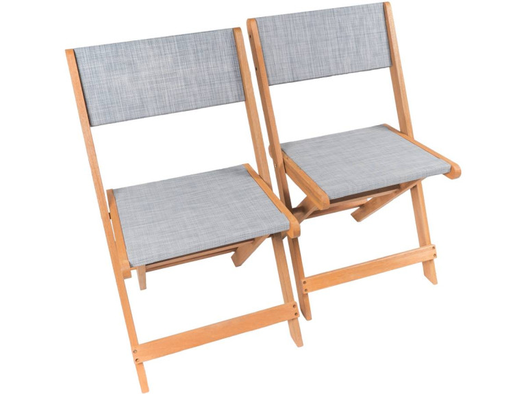 Tuinstoel stoel inklapbaar hardhout "Seoul" - Maple - Grijs - Set 2 stuks