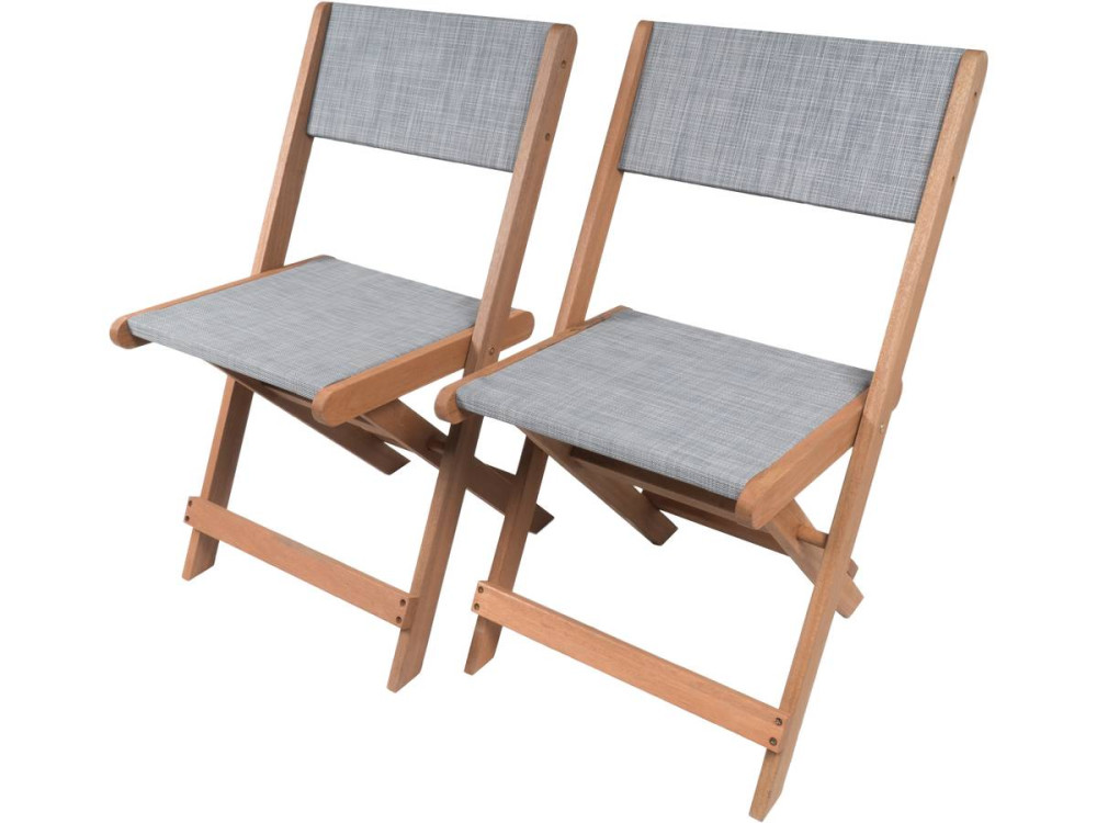 Tuinstoel stoel inklapbaar hardhout "Seoul" - Maple - Grijs - Set 2 stuks