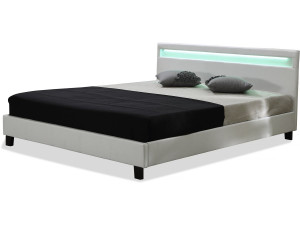 Tweepersoonsbed bed met led verlichting "Maria" - 140 x 190 cm - Wit