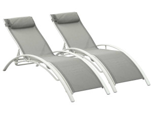 Ligbed ligstoel aluminium "Beauty" - Phoenix - Grijs - Set 2 stuks