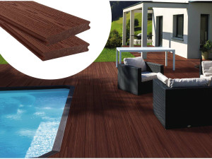 Vlonderplanken composiet set 3 stuks co-extrusie - Lengte: 2,4 m - 1 m2- Bruin - kastanjebruin