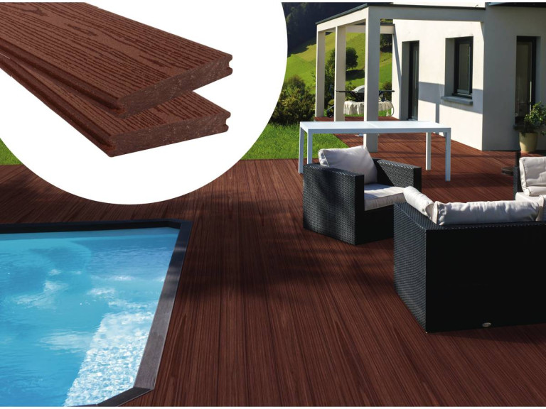 Vlonderplanken composiet set 3 stuks co-extrusie - Lengte: 2,4 m - 1 m2- Bruin - kastanjebruin
