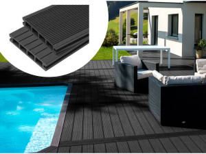 Pak 10 m² - Vlonderplanken composiet holle structuur - Leisteen