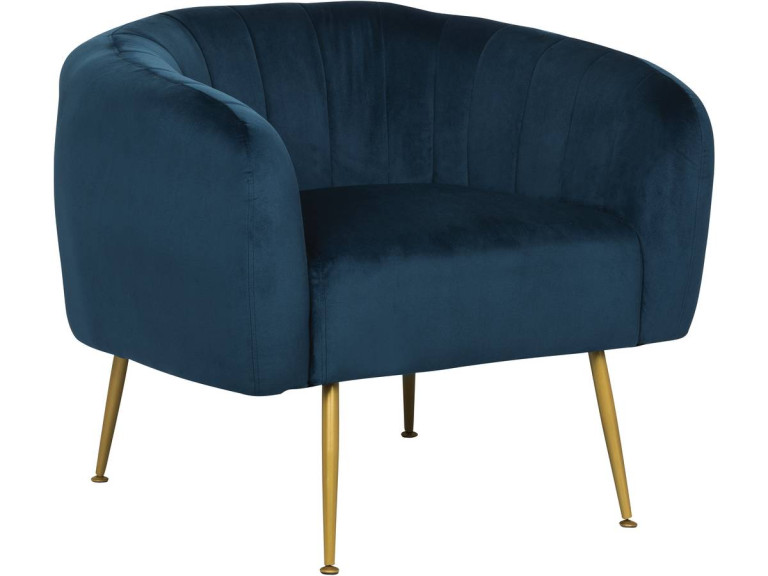 Stoel fauteuil velours fluweel "Diana" - 1 zits - Blauw