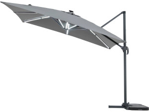 Parasol vrijhangend tuin zweefparasol led "Sun 4 Luxe" - 3 x 4 m - Grijs