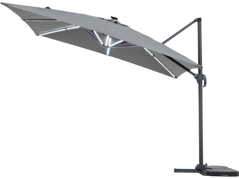 Parasol vrijhangend tuin zweefparasol led "Sun 4 Luxe" - 3 x 4 m - Grijs