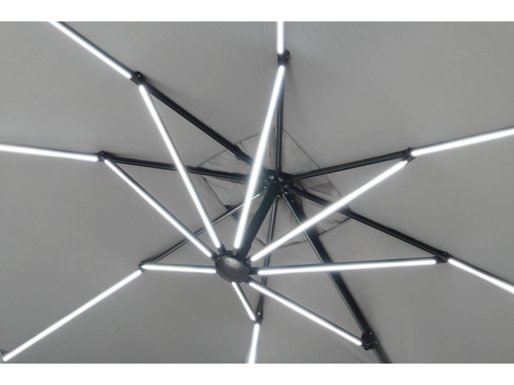 Parasol vrijhangend tuin zweefparasol led "Sun 4 Luxe" - 3 x 4 m - Grijs