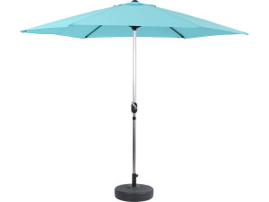 Parasol tuin tuinparasol recht aluminium "Sol" - Rond - Ø 3m - Blauw - Met parasolvoet voor parasoltegels
