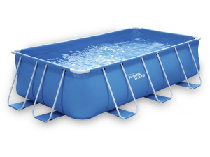 Zwembad rechthoekig opzetzwembad frame tuin- LUDO 1 - 4 x 2 x 1 m - Filtratie met filter cartridge