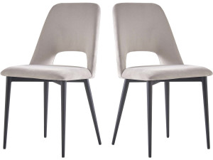 Eetkamerstoelen set 2 stuks stoelen velours fluweel "Fedora" - Grijs lichtgrijs