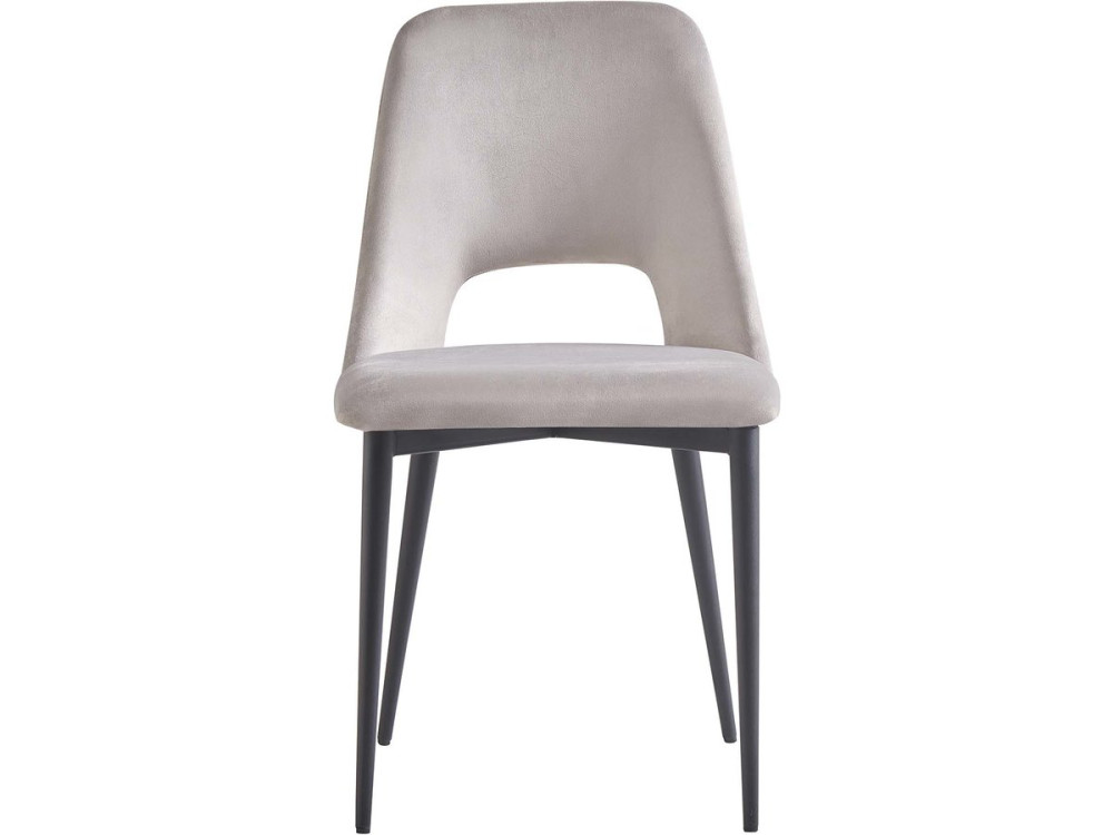 Eetkamerstoelen set 2 stuks stoelen velours fluweel "Fedora" - Grijs lichtgrijs