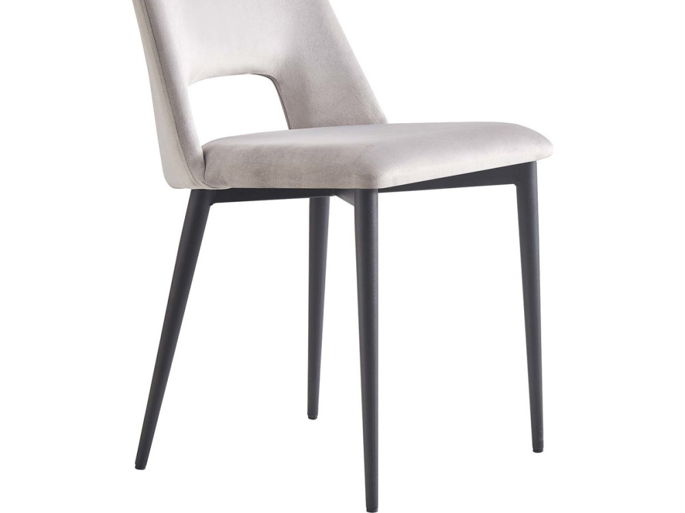Eetkamerstoelen set 2 stuks stoelen velours fluweel "Fedora" - Grijs lichtgrijs