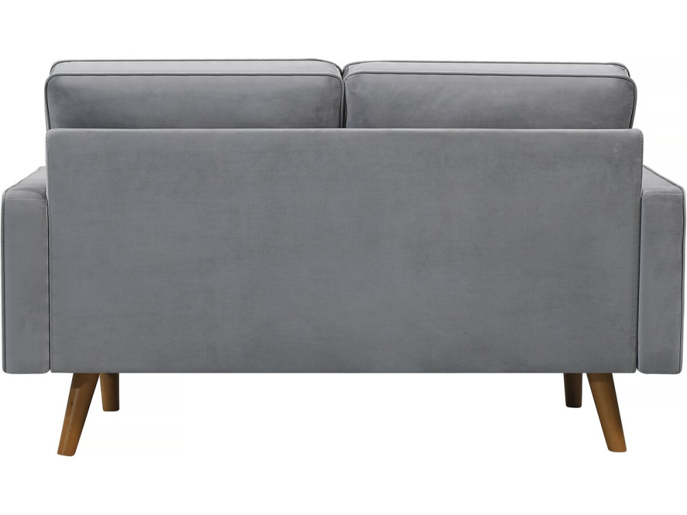 Bank bankstel velours fluweel meubel "Yannick" - 82 x 147 x 86 cm - 2 zits - Grijs lichtgrijs