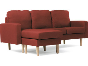 Hoekbank omkeerbaar in stof "Gabby" - 3 plaatsen - Rood