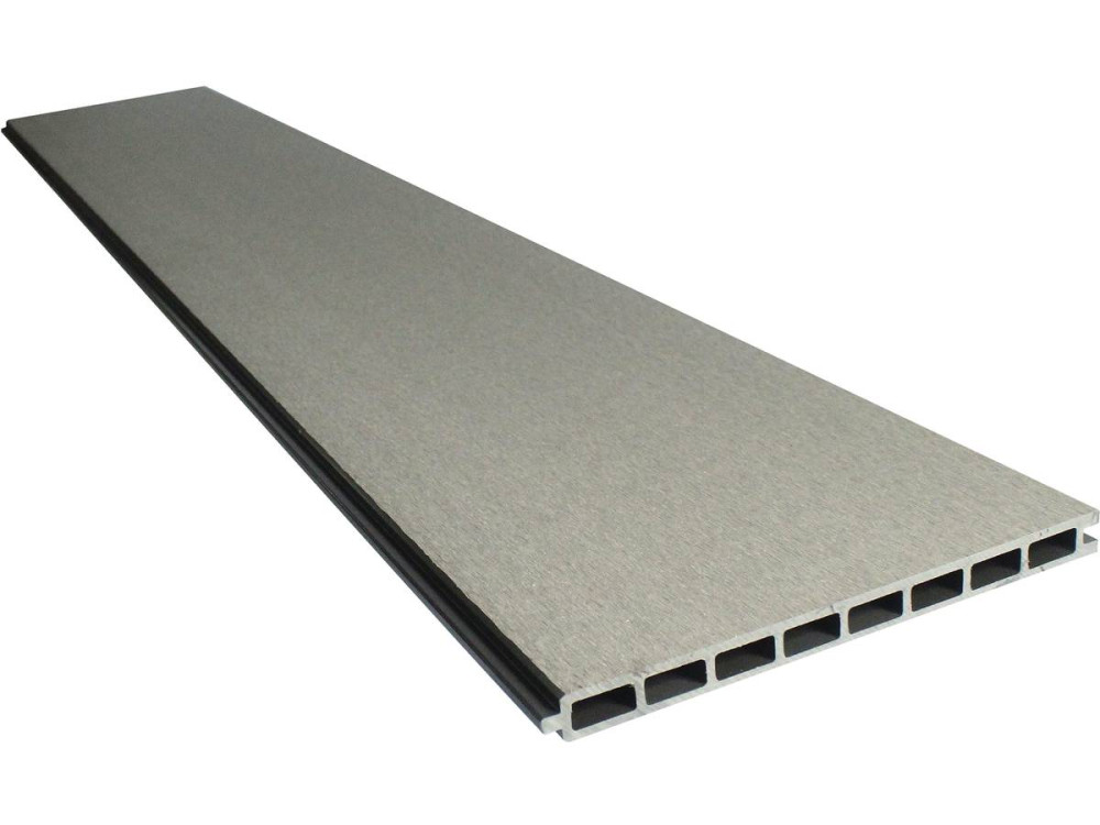 Kit Clôture de 8 x 1.6m composite et aluminium + profilés de finitions - Kit de fixation offert - Gris