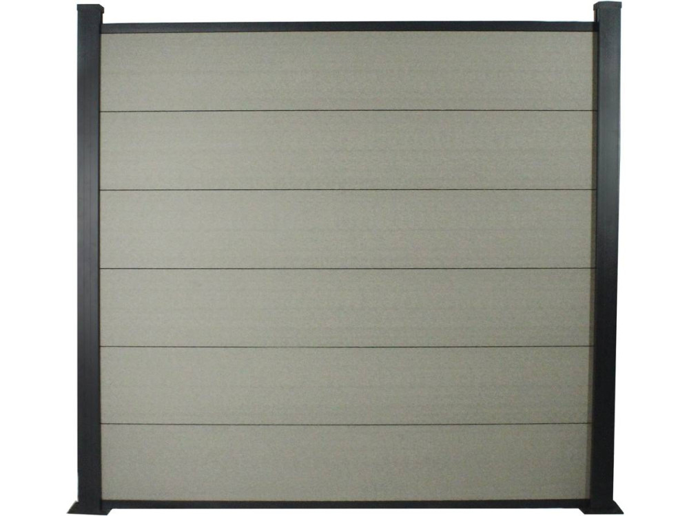 Kit Clôture 1.6 x 1.6 m composite et aluminium + profilés de finitions - Kit de fixation offert - Gris
