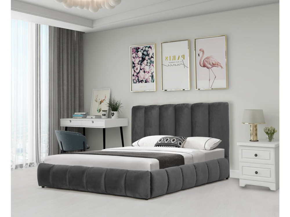 Tweepersoonsbed met opbergruimte bed 140 x 190 cm "Annie" - Grijs