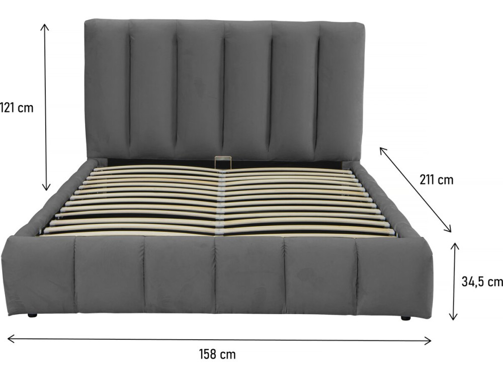 Tweepersoonsbed met opbergruimte bed 140 x 190 cm "Annie" - Grijs