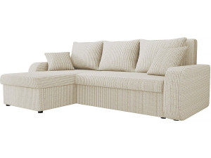 Hoekbank van geribbeld fluweel, converteerbaar - 3 zitplaatsen "Vinci" - Beige