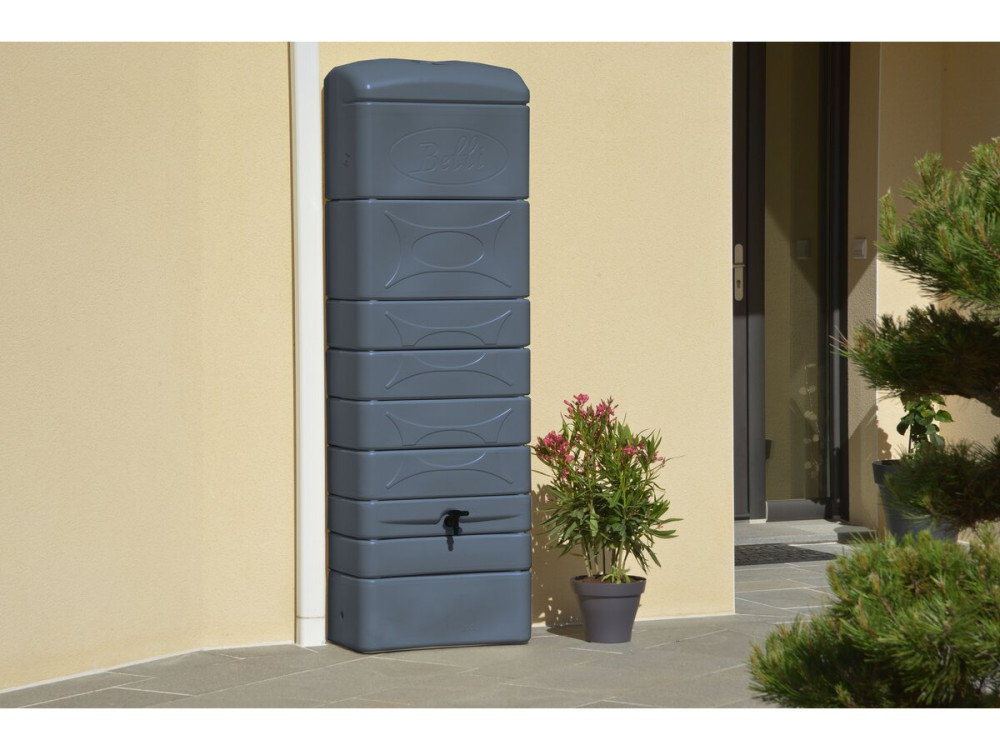 Regenton waterreservoir muur 300 liter met gootaansluiting "Malang"  - Grijs