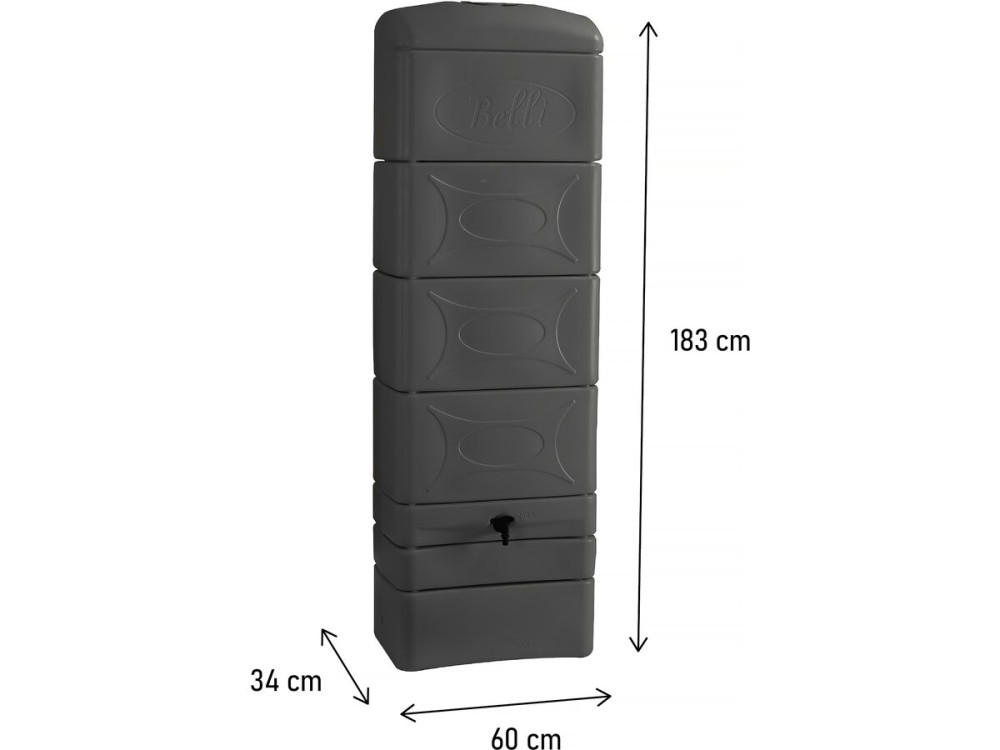 Regenton waterreservoir muur 300 liter met gootaansluiting "Malang"  - Grijs