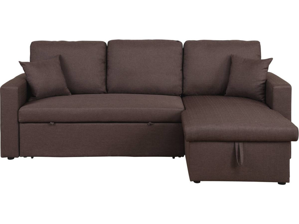 Canapé d'angle convertible/ réversible avec coffre "Alain" - 3 places - Marron