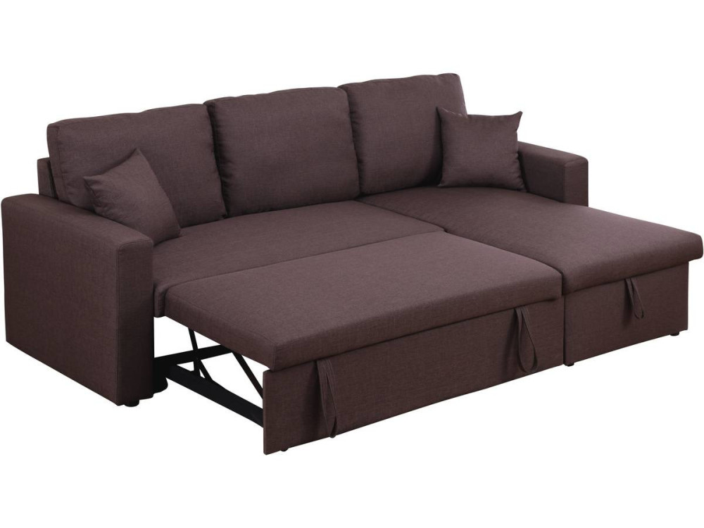 Canapé d'angle convertible/ réversible avec coffre "Alain" - 3 places - Marron