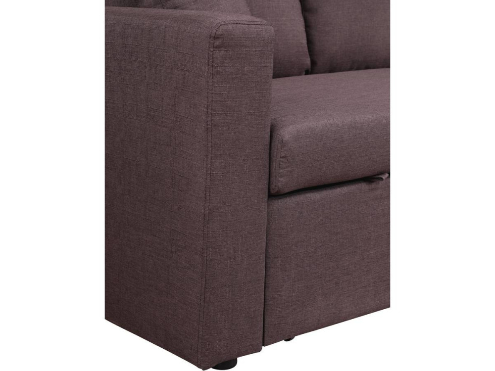 Canapé d'angle convertible/ réversible avec coffre "Alain" - 3 places - Marron