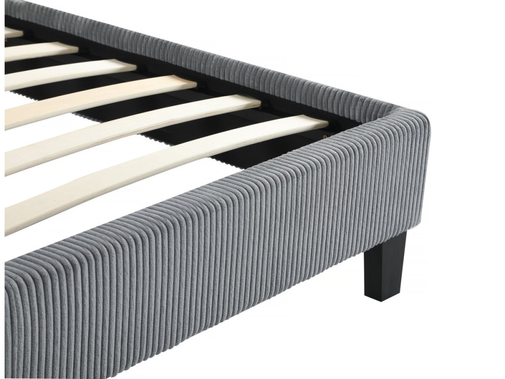 Tweepersoonsbed velours ribfluweel hoofdbord bed "Ambre" - 160 x 200 - Grijs