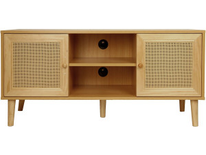 TV meubel Scandinavisch design riet rotan webbing meubel "Iguane" - 120 x 30 x 56,5 cm - Bruin - kastanjebruin