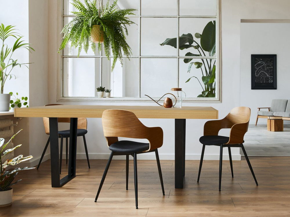 Eettafel keukentafel "Eloise" - 200 x 90 x 80 cm - Bruin - kastanjebruin