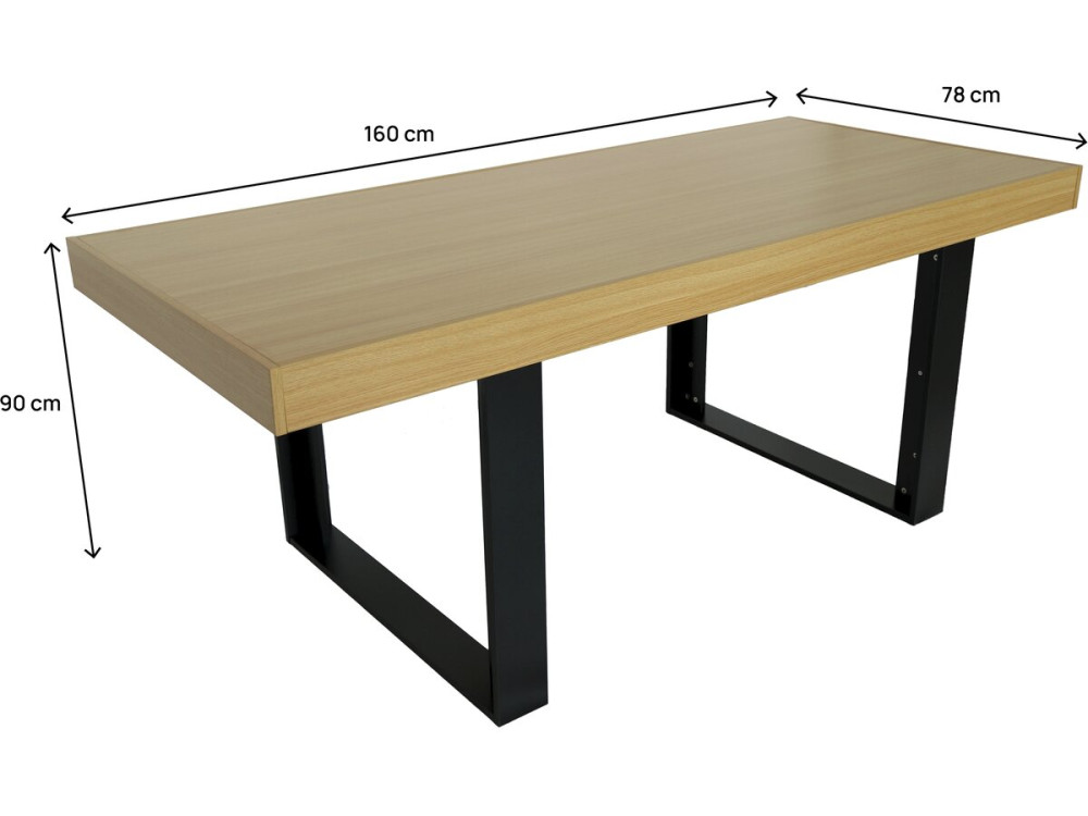 Eettafel keukentafel "Eloise" - 200 x 90 x 80 cm - Bruin - kastanjebruin