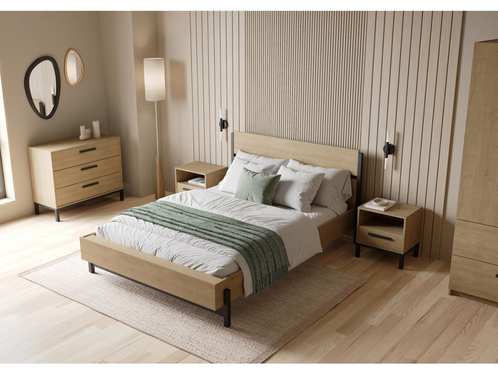 "Craft" Uitschuifbaar Tweepersoonsbed - Hout - 140 x 190/200 cm - Bruin