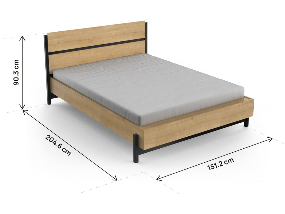 "Craft" Uitschuifbaar Tweepersoonsbed - Hout - 140 x 190/200 cm - Bruin