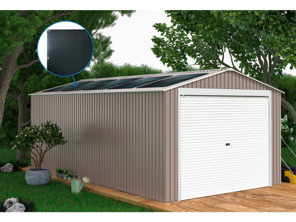 Garaga schuur metaal "Nevada" - 18,56 m² met zonnepanelen