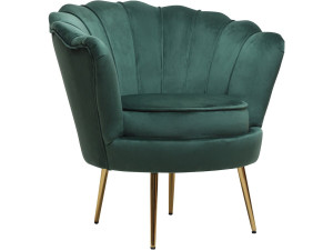 Stoel fauteuil velours fluweel "Floria" - 75 x 68 x 77,5 cm - Groen