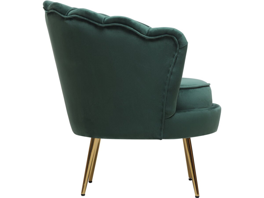 Stoel fauteuil velours fluweel "Floria" - 75 x 68 x 77,5 cm - Groen