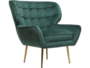 Stoel fauteuil velours fluweel "Austin"  - 79 x 71 x 79,5 cm - Groen