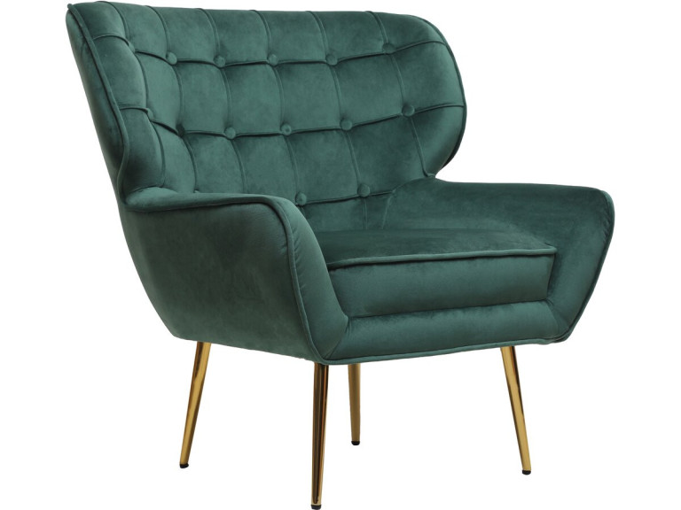 Stoel fauteuil velours fluweel "Austin"  - 79 x 71 x 79,5 cm - Groen