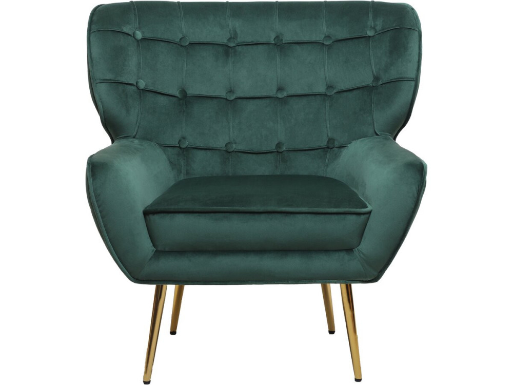 Stoel fauteuil velours fluweel "Austin"  - 79 x 71 x 79,5 cm - Groen