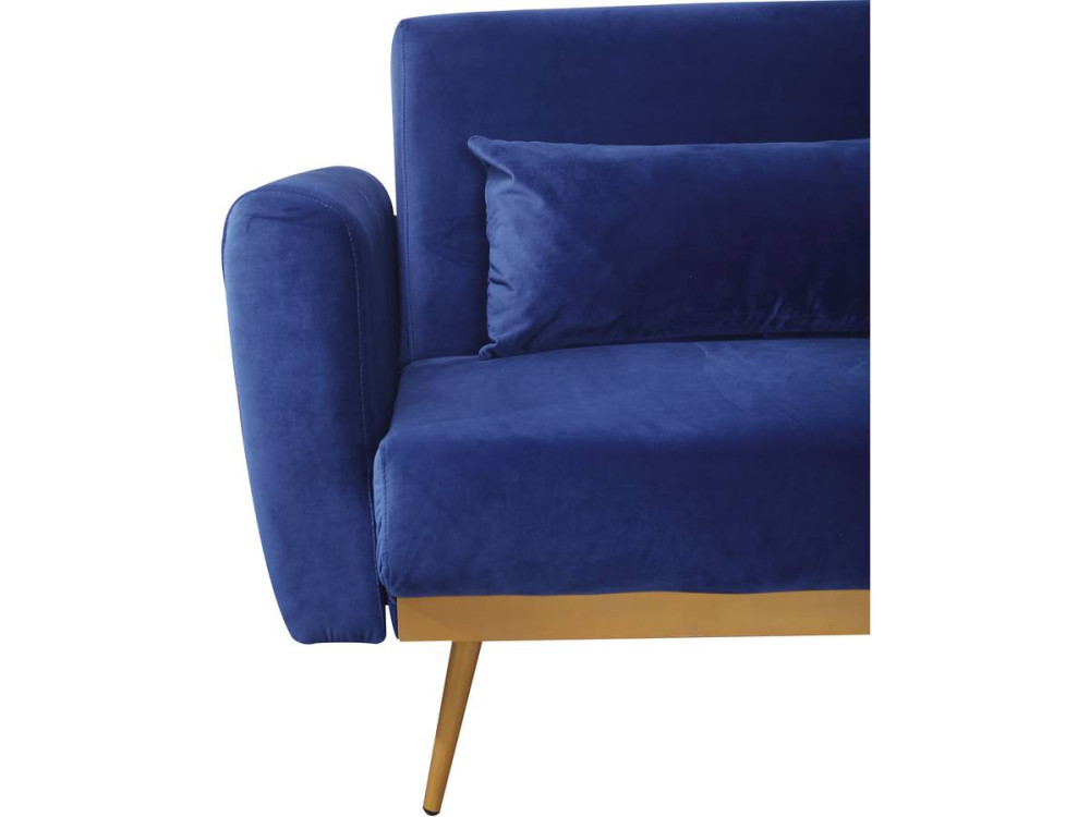 Slaapbank bankstel velours "Donia" - 203 x 81 x 83 cm - 3 zits -  Blauw Donkerblauw