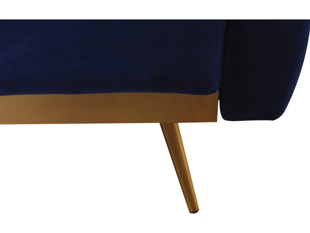 Slaapbank bankstel velours "Donia" - 203 x 81 x 83 cm - 3 zits -  Blauw Donkerblauw