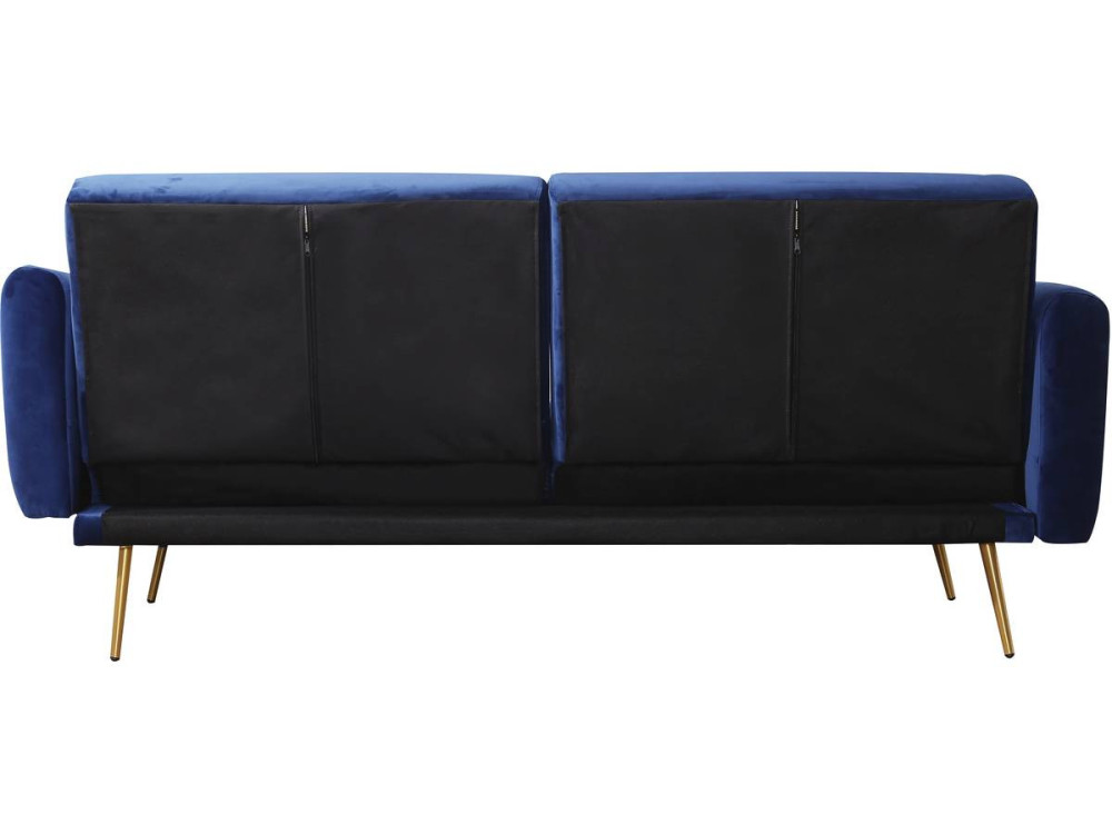 Slaapbank bankstel velours "Donia" - 203 x 81 x 83 cm - 3 zits -  Blauw Donkerblauw