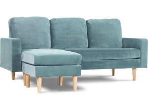 Bank hoekbank links rechts velours fluweel meubel "Gabby" - 3 zits - Blauw turquoise