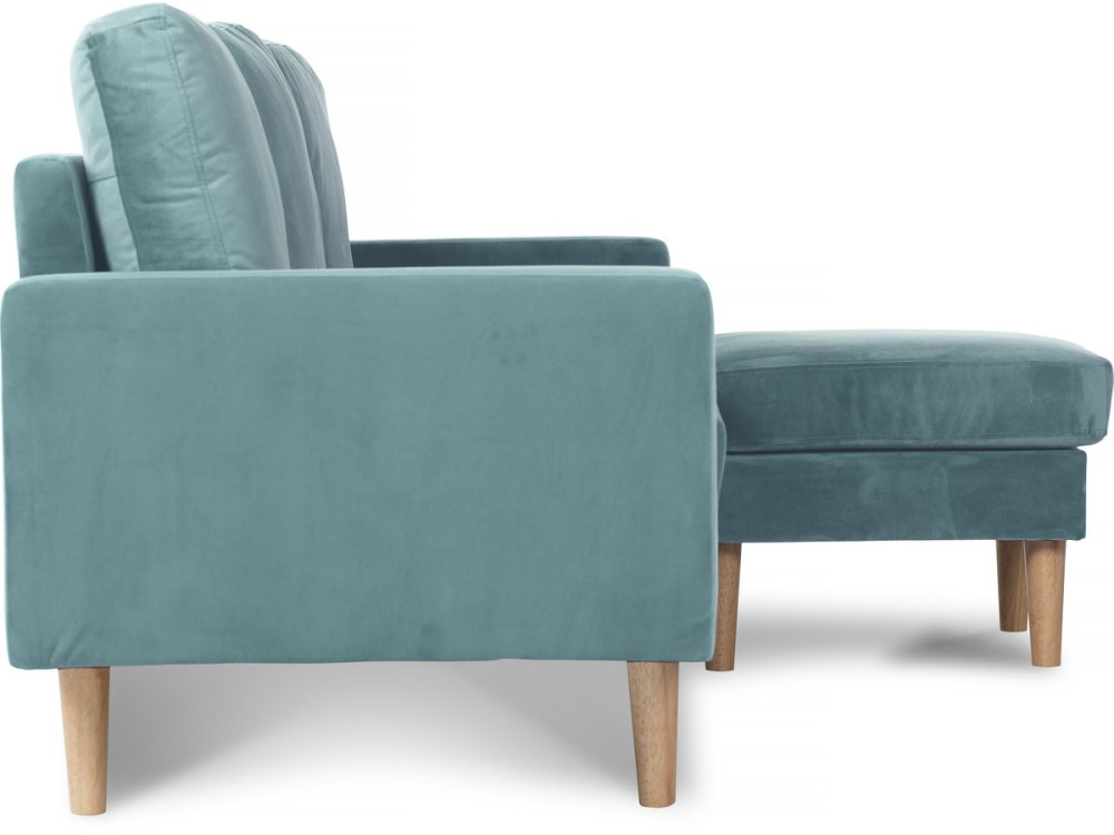 Bank hoekbank links rechts velours fluweel meubel "Gabby" - 3 zits - Blauw turquoise